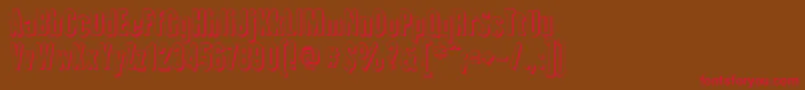 フォントIAmHueca – 赤い文字が茶色の背景にあります。