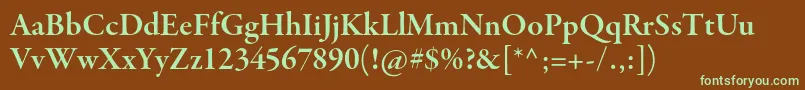 GaramondpremrproSmbdsubh-fontti – vihreät fontit ruskealla taustalla
