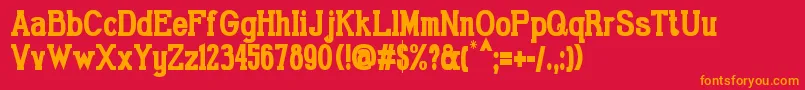 GabrielSerifCondensedBold-Schriftart – Orangefarbene Schriften auf rotem Hintergrund