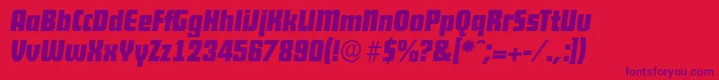 DekodisplayserialBolditalic-Schriftart – Violette Schriften auf rotem Hintergrund