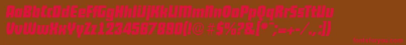 DekodisplayserialBolditalic-Schriftart – Rote Schriften auf braunem Hintergrund