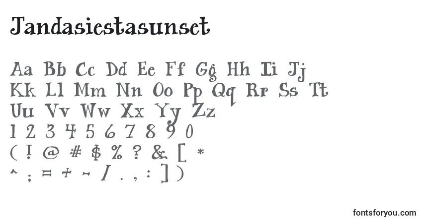 Schriftart Jandasiestasunset – Alphabet, Zahlen, spezielle Symbole