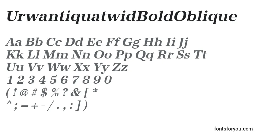A fonte UrwantiquatwidBoldOblique – alfabeto, números, caracteres especiais