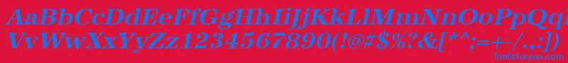フォントUrwantiquatwidBoldOblique – 赤い背景に青い文字
