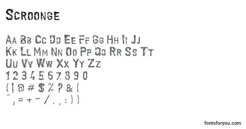 A fonte Scroonge – alfabeto, números, caracteres especiais