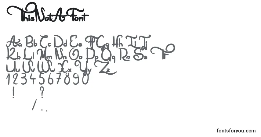 Czcionka ThisNotAFont – alfabet, cyfry, specjalne znaki