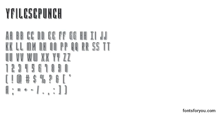 Czcionka Yfilesepunch – alfabet, cyfry, specjalne znaki