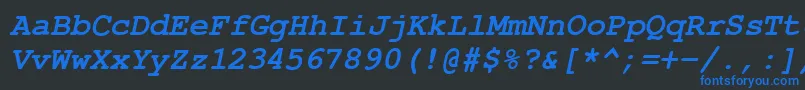 CourierPsBolditalic Font – Blue Fonts on Black Background