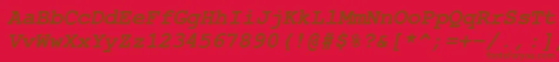 CourierPsBolditalic Font – Brown Fonts on Red Background