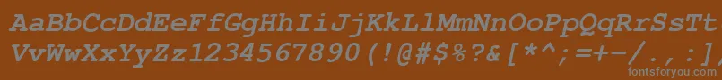 Lisätietoja CourierPsBolditalic-fontista CourierPsBolditalic-fontti – harmaat kirjasimet ruskealla taustalla