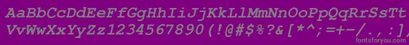 Fonte CourierPsBolditalic – fontes cinzas em um fundo violeta