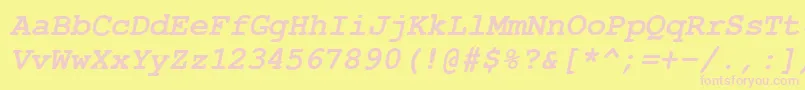 CourierPsBolditalic Font – Pink Fonts on Yellow Background