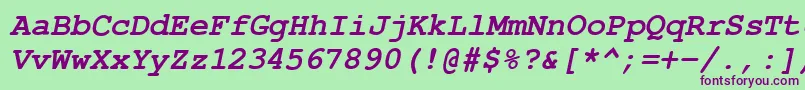 フォントCourierPsBolditalic – 緑の背景に紫のフォント