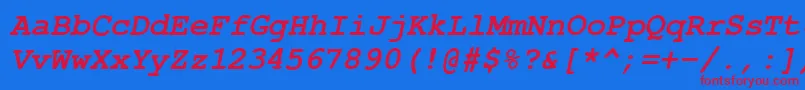 CourierPsBolditalic Font – Red Fonts on Blue Background