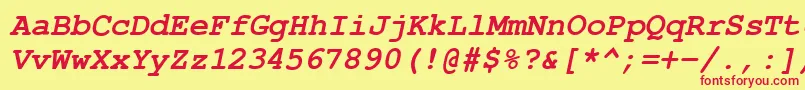 Czcionka CourierPsBolditalic – czerwone czcionki na żółtym tle