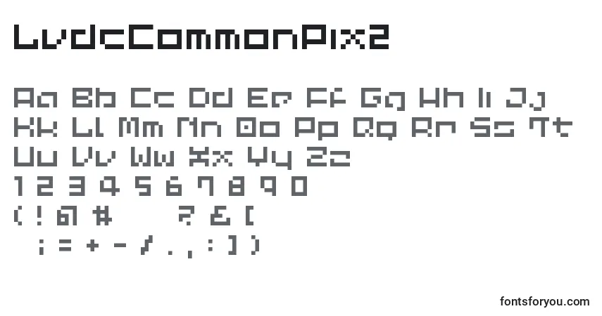 Schriftart LvdcCommonPix2 – Alphabet, Zahlen, spezielle Symbole