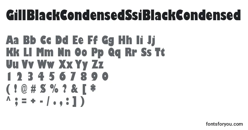 GillBlackCondensedSsiBlackCondensed-fontti – aakkoset, numerot, erikoismerkit