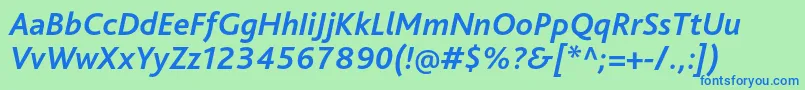BlissproBolditalic Font – Blue Fonts on Green Background