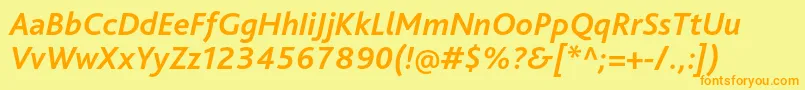 フォントBlissproBolditalic – オレンジの文字が黄色の背景にあります。