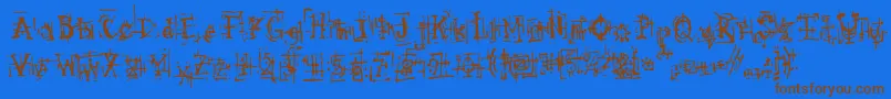 ArmaggedonIndustrial-Schriftart – Braune Schriften auf blauem Hintergrund