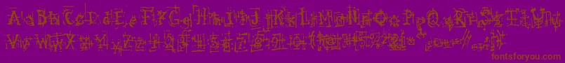 ArmaggedonIndustrial-Schriftart – Braune Schriften auf violettem Hintergrund