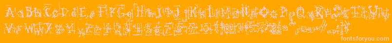 ArmaggedonIndustrial-Schriftart – Rosa Schriften auf orangefarbenem Hintergrund