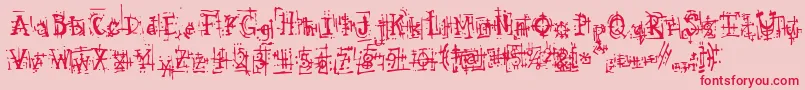 ArmaggedonIndustrial-Schriftart – Rote Schriften auf rosa Hintergrund