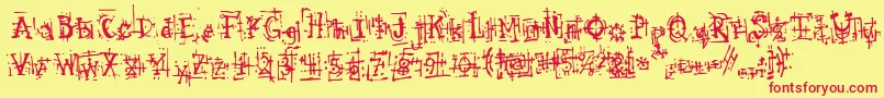 ArmaggedonIndustrial Font – Red Fonts on Yellow Background