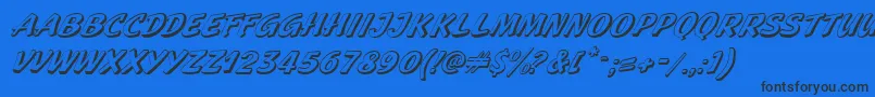 GeckoItalic-fontti – mustat fontit sinisellä taustalla
