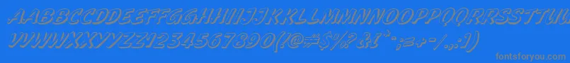 フォントGeckoItalic – 青い背景に灰色の文字