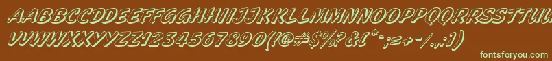 フォントGeckoItalic – 緑色の文字が茶色の背景にあります。