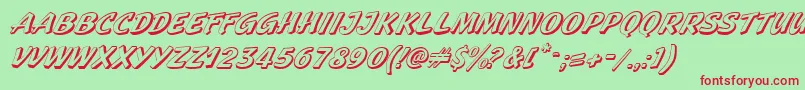 Czcionka GeckoItalic – czerwone czcionki na zielonym tle