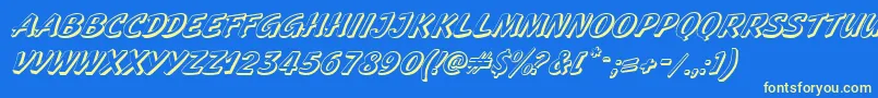 フォントGeckoItalic – 黄色の文字、青い背景