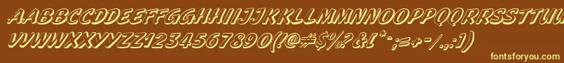 Fonte GeckoItalic – fontes amarelas em um fundo marrom