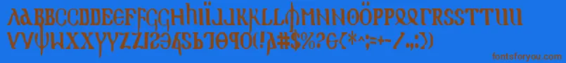 More about Holyv2c Font Holyv2c Font – Brown Fonts on Blue Background