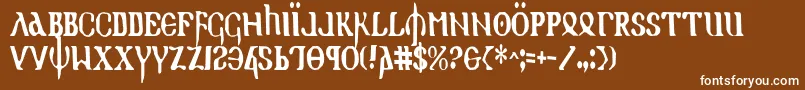 Holyv2c-fontti – valkoiset fontit ruskealla taustalla