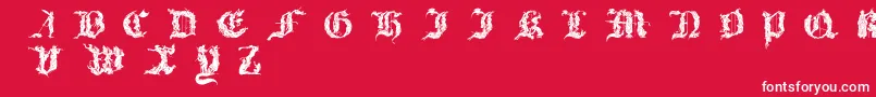 Diabolique-Schriftart – Weiße Schriften auf rotem Hintergrund