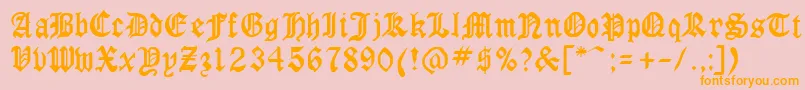 フォントGotCond – オレンジの文字がピンクの背景にあります。