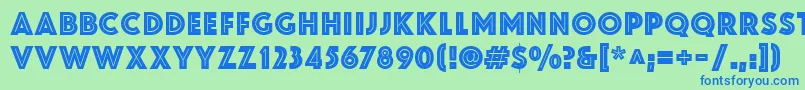 Czcionka ZamenhofInline – niebieskie czcionki na zielonym tle