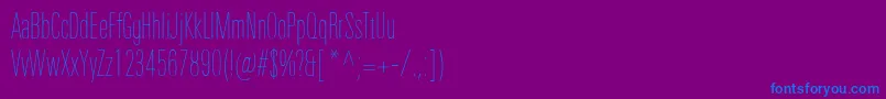 フォントUniversNextProUltralightCompressed – 紫色の背景に青い文字