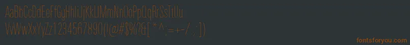 Fonte UniversNextProUltralightCompressed – fontes marrons em um fundo preto