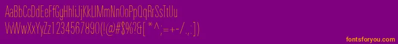 UniversNextProUltralightCompressed-fontti – oranssit fontit violetilla taustalla
