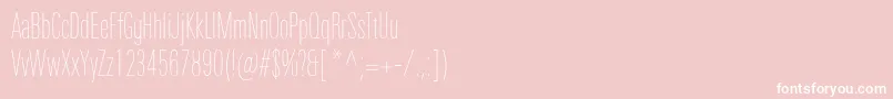 UniversNextProUltralightCompressed-fontti – valkoiset fontit vaaleanpunaisella taustalla