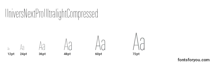 UniversNextProUltralightCompressed Font Sizes
