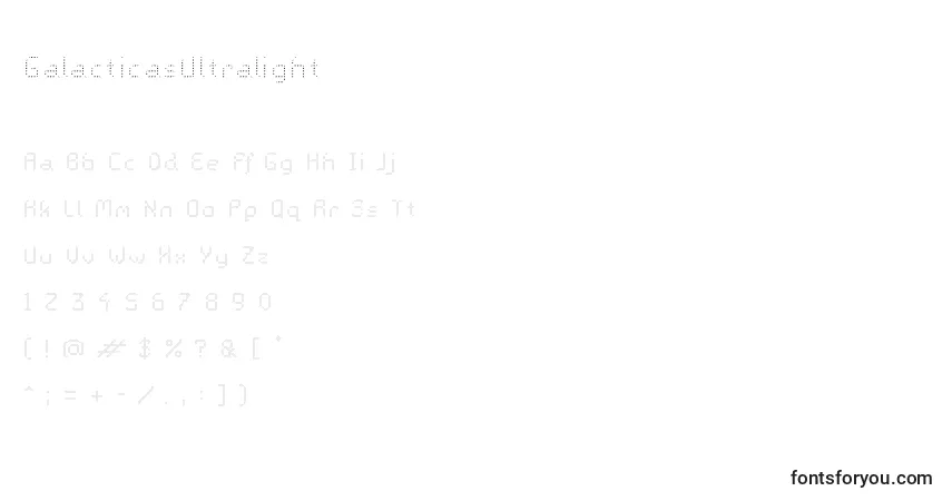 Schriftart GalacticasUltralight – Alphabet, Zahlen, spezielle Symbole