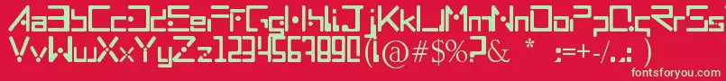 フォントMnml – 赤い背景に緑の文字