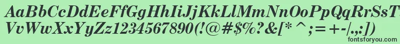 フォントCenturyExpandedBoldItalicBt – 緑の背景に黒い文字