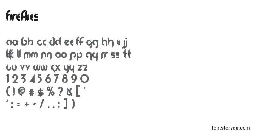 Fuente Fireflies - alfabeto, números, caracteres especiales