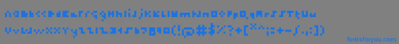 フォントThetiniestfont – 灰色の背景に青い文字