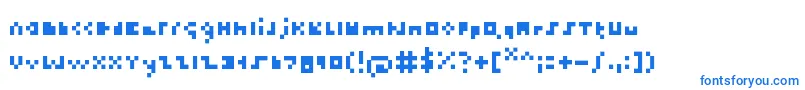 フォントThetiniestfont – 白い背景に青い文字